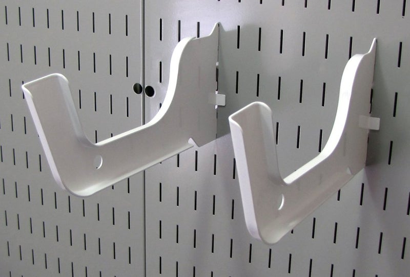 Wall Control Heavy Duty Hook Slotted Hook Pair - Slotted Metal Pegboard Heavy-Duty Hooks Pegboard and Slotted Tool Board â€“ White - Image 2